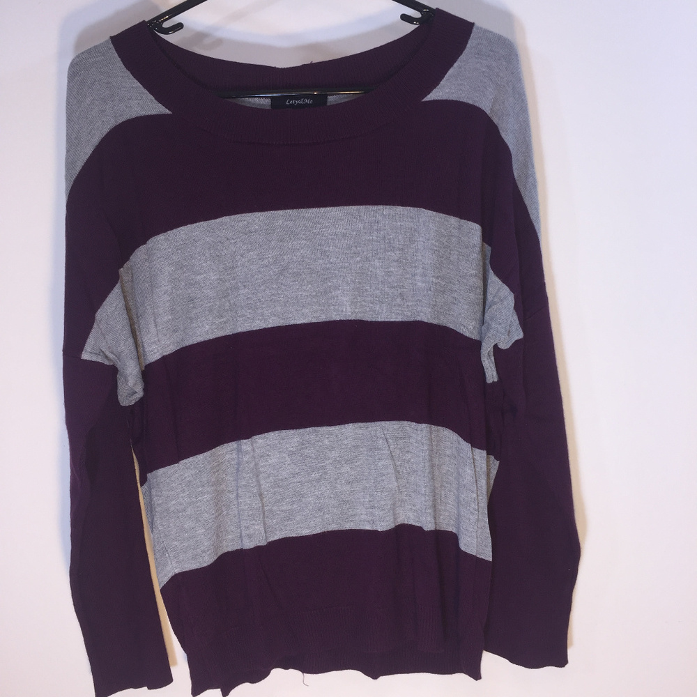 Purple and Gray Stripped Light Sweater